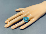 Adorable Vintage Native American Zuni Turquoise Sterling Silver Heart Ring-Nativo Arts