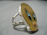 Native American Important Don Dewa Inlay Genius Inlay Turquoise Sterling Silver Ring Tweety Bird-Nativo Arts