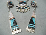 Astonishing Vintage Native American Zuni Turquoise Sterling Silver Necklace & Earring Set Old-Nativo Arts