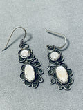 Impressive Vintage Native American Navajo Mother Of Pearl Sterling Silver Earrings-Nativo Arts
