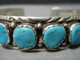 Authentic Vintage Native American Navajo Turquoise Sterling Silver Row Bracelet-Nativo Arts