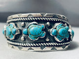 Turtle Turquoise Vintage Native American Navajo Sterling Silver Bracelet Cuff-Nativo Arts