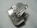 Biggest Best Crazy Vintage Native American Navajo Green Turquoise Sterling Silver Ring-Nativo Arts
