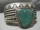 Important Vintage Native American Navajo Thomas Singer Green Turquoise Sterling Silver Bracelet-Nativo Arts