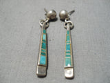 Astounding Vintage Native American Navajo Turquoise Sterling Silver Earrings Old-Nativo Arts