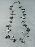 Heavy 104 Gram Vintage Native American Navajo All Sterling Silver Animal Bird Fetish Necklace-Nativo Arts