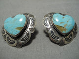 Wonderful Rare Vintage Native American Navajo #8 Turquoise Sterling Silver Earrings Old-Nativo Arts