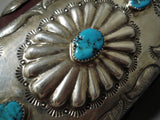 Colossal Men's Vintage Native American Navajo Turquoise Sterling Silver Ketoh Bracelet Old-Nativo Arts
