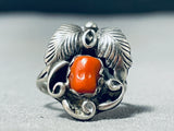 One Of The Most Cute Vintage Native American Navajo Sterling Silver Leaf Ring Old-Nativo Arts