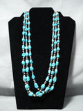 Unbelievable Vintage Native American Navajo Blue Gem Turquoise Heishi Necklace Old-Nativo Arts