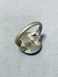 Exceptional Vintage Native American Navajo Turquoise Sterling Silver Ring Signed H. Smith-Nativo Arts