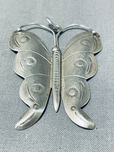 Whimsical Vintage Native American Navajo Sterling Silver Butterfly Pendant-Nativo Arts