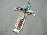 Marvelous Zuni Turquoise Sterling Silver Cross Pendant Native American-Nativo Arts