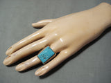 Monumental Navajo Kingman Turquoise Sterling Silver Ring Native American-Nativo Arts