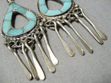 Amazing Vintage Zuni Native American Blue Gem Turquoise Sterling Silver Earrings-Nativo Arts