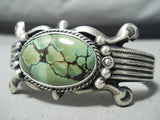 For Large Wrist Heavy Vintage Native American Navajo Green Turquoise Sterling Silver Bracelet-Nativo Arts