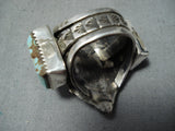 One Of The Most Detailed Ever Native American Turquoise Sterling Silver Ring-Nativo Arts