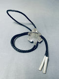 Signed Important Native American Navajo Sterling Silver Toad Bolo Tie-Nativo Arts