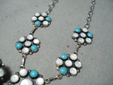 Exquisite Native American Navajo Sleeping Beauty Turquoise Sterling Silver Necklace & Earrings-Nativo Arts