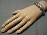 Unique 'Cloud' Vintage Native American Navajo Sterling Silver Hand Tooled Bracelet Old-Nativo Arts