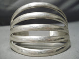 Dramatic Vintage Navajo Sterling Silver Bracelet Native American Old-Nativo Arts
