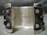 Native American Important Huge Ron Willie Cross Christian Sterling Silver Bracelet-Nativo Arts