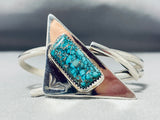 Unique Native American Navajo Spiderweb Turquoise Sterling Silver Bracelet-Nativo Arts