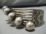 Early 1900's Vintage Native American Navajo Sterling Silver Bead Bracelet Old-Nativo Arts