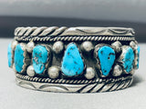 Heavy 83 Grams Vintage Native American Navajo Turquoise Sterling Silver Bracelet Old-Nativo Arts