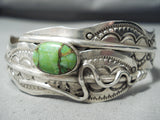 One Of The Best Vintage Native American Navajo Gaspeite Sterling Silver Bangle Bracelet-Nativo Arts