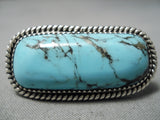 Huge Vintage Native American Navajo 2 Finger Blue Diamond Turquoise Sterling Silver Ring-Nativo Arts