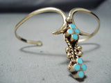 14k Gold Signed Vintage Native American Navajo Women's Turquoise Bracelet-Nativo Arts