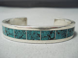 Coonsis Vintage Native American Zuni Spiderweb Turquoise Sterling Silver Bracelet Old-Nativo Arts