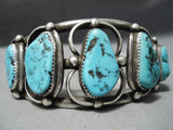 Impressive Vintage Native American Navajo Old Kingman Turquoise Sterling Silver Bracelet Native-Nativo Arts