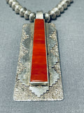 Herm Smith Fabulous Native American Navajo Coral Sterling Silver Necklace-Nativo Arts