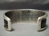Thick And Heavy! Navajo Coral Sterling Silver Native American Bracelet-Nativo Arts