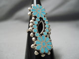Intricate Important Vintage Zuni Native American Turquoise Sterling Silver Ring-Nativo Arts