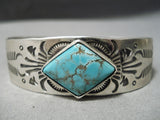 Famous Artist Native American Navajo Jeanette Dale #8 Turquoise Sterling Silver Bracelet-Nativo Arts