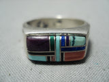 Extreme Detail Vintage Zuni Native American Turquoise Sterling Silver Ring-Nativo Arts