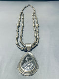 Rare Longer Signed Vintage Native American Navajo Sterling Silver Torpedo Necklace-Nativo Arts