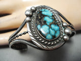 Intense Vintage Native American Navajo Deep Spiderweb Turquoise Sterling Silver Bracelet-Nativo Arts