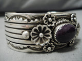 Thick And Heavy!! Vintage Native American Navajo Domed Sugulite Sterling Silver Bracelet Old-Nativo Arts