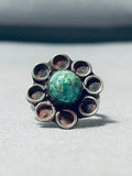 Very Old Vintage Native American Navajo Cerrillos Turquoise Sterling Silver Ring-Nativo Arts