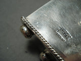 Rare Heavy Trinket Box Native American Navajo Turquoise Sterling Silver Necklace-Nativo Arts