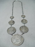 Unbelievable Navajo Sterling Silver Old Coin Necklace Native American-Nativo Arts