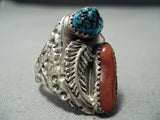 Big Mens Vintage Navajo Turquoise Sterling Silver Ring Native American Old-Nativo Arts