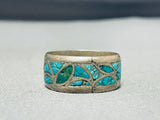 Magnificent Vintage Native American Zuni Blue Gem Turquoise Sterling Silver Band Ring-Nativo Arts