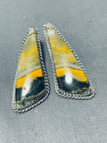 Beautiful Native American Navajo Honeybee Jasper Sterling Silver Earrings-Nativo Arts