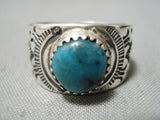 Expressive Vintage Kingman Turquoise Sterling Silver Ring Old Native American-Nativo Arts