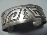 Rare Vintage Native American Hopi Sterling Silver Geomtric Bracelet-Nativo Arts